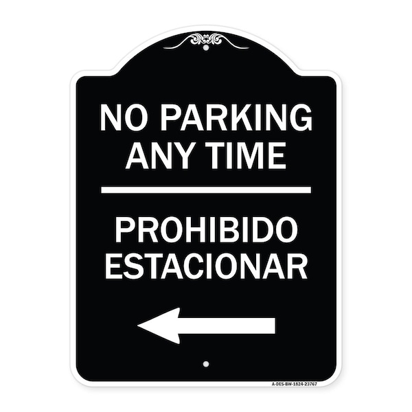 Signmission No Parking Anytime Prohibido Estacionar W/ Left Arrow Heavy-Gauge Alum, 24" x 18", BW-1824-23767 A-DES-BW-1824-23767 - main